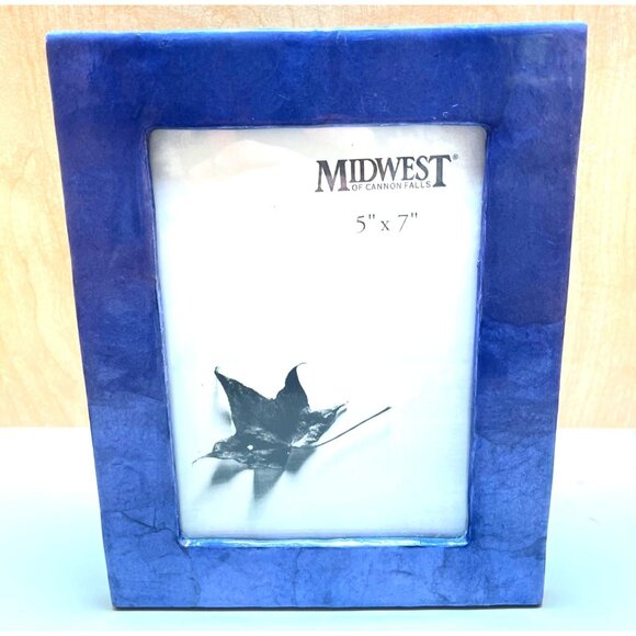 Vintage Midwest of Cannon Falls Blue Textured Stone Photo Frame 5” by 7” NOS - Picture 4 of 11